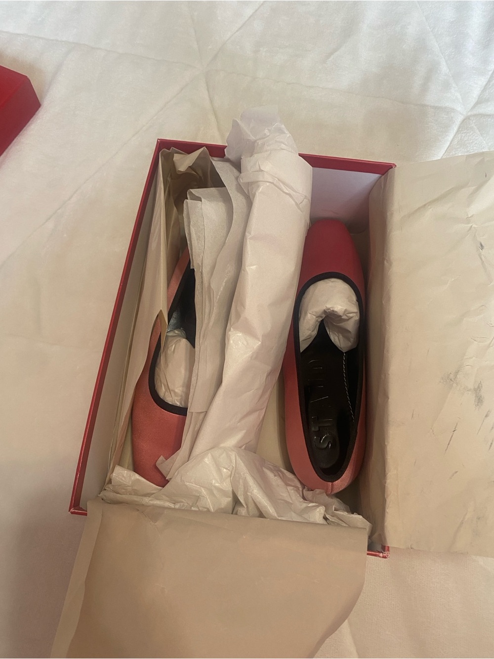 STAUD Pink Ballet Flat with Black Trim - Picture 2 of 8